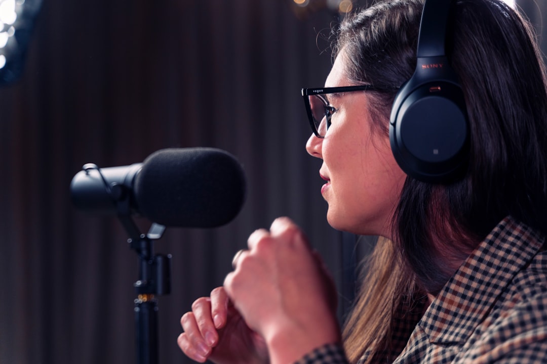 A person wearing headphones