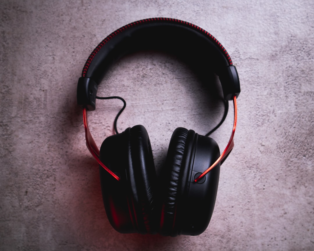 Black and red corded headphones