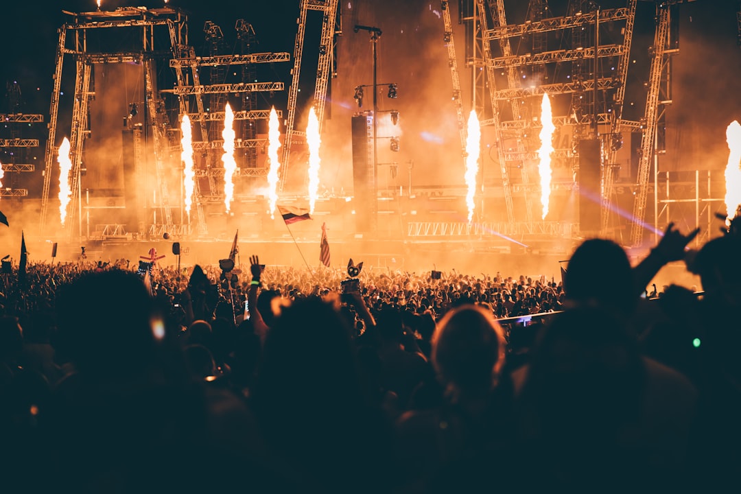 People watching concert