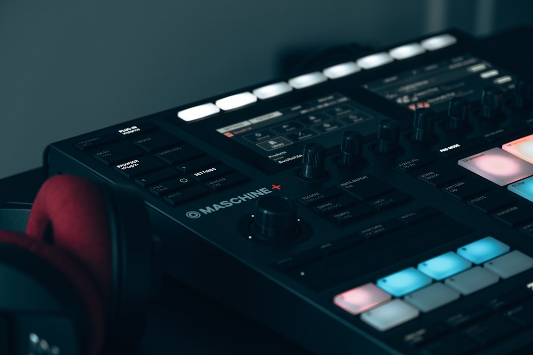 A black audio mixer