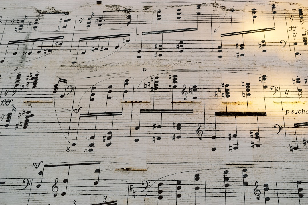 Musical notes on white paper