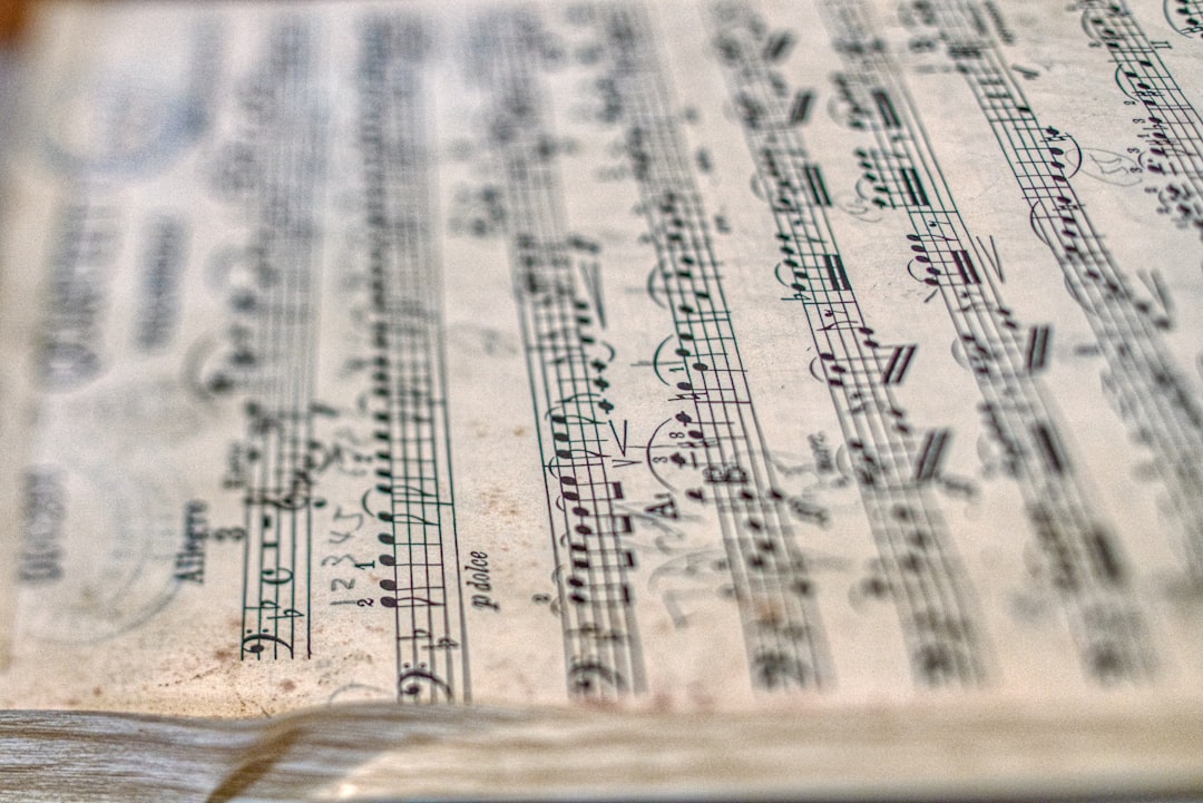 Selective focus photography of 2 flats music sheet