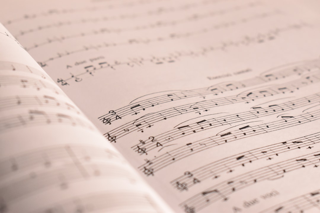 An open book with musical notes on it