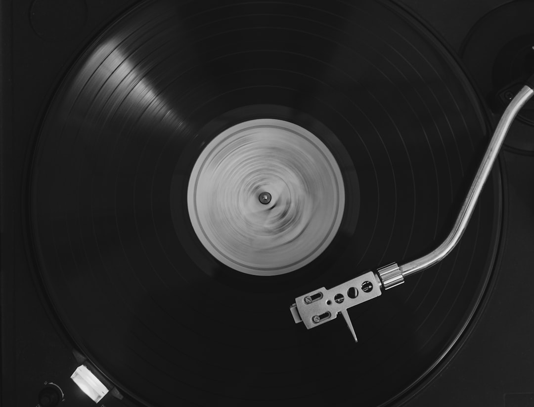 Black vinyl record on vinyl record
