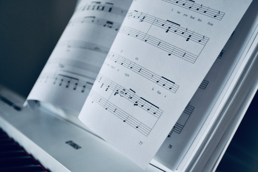 Musical notes on white surface